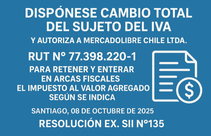 El SII ha resuelto aplicar cambio total de sujeto de IVA en comisiones del programa “Afiliados/Influencers Persona Jurídica” de MercadoLibre